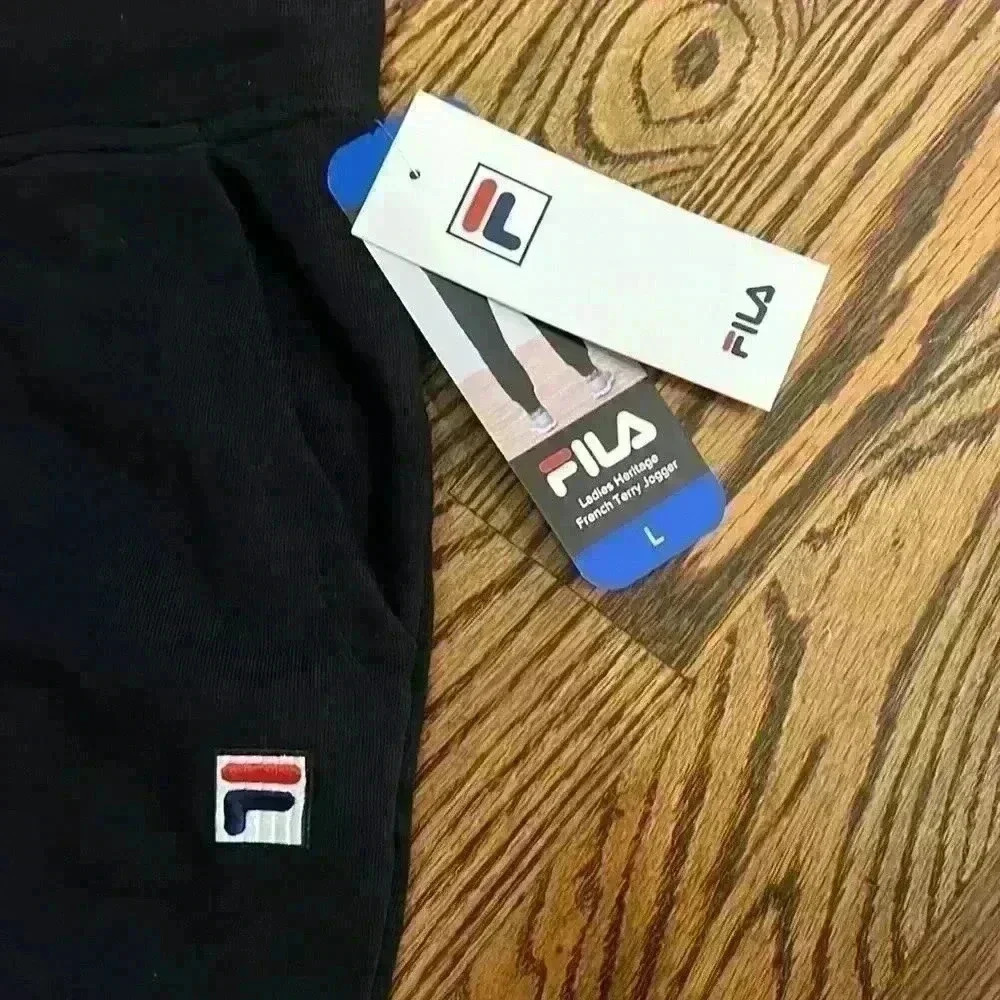 Fila Ladies Heritage Terry Jogger Pants Black L - Picture 2 of 5
